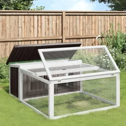 HELLOSHOP26 - Clapier 117,5 x 97 x 47,5 cm bois de pin massif gris