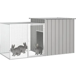 HELLOSHOP26 - Clapier 200 x 91 x 100 cm acier galvanisé gris