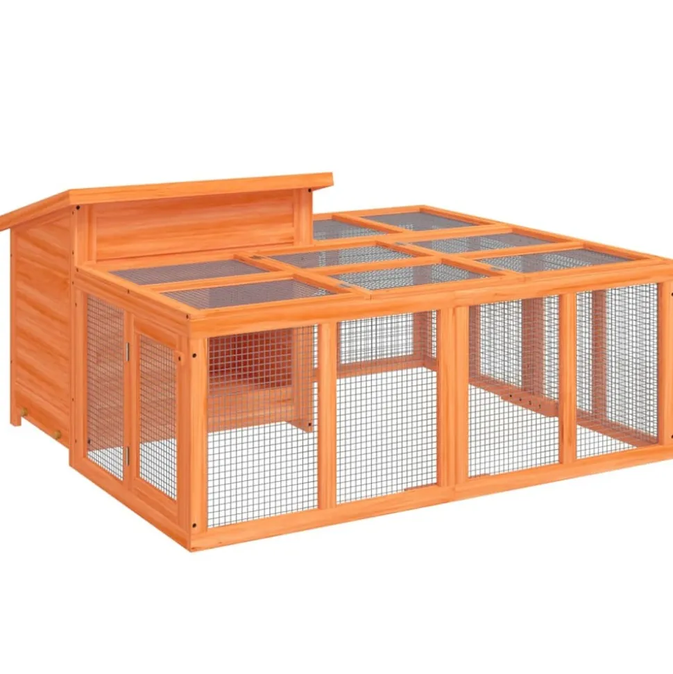 HELLOSHOP26 - Clapier 144 x 123 x 67,5 cm bois de pin massif marron