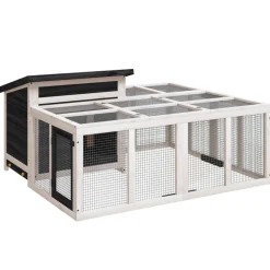 HELLOSHOP26 - Clapier 144 x 123 x 67,5 cm bois de pin massif gris