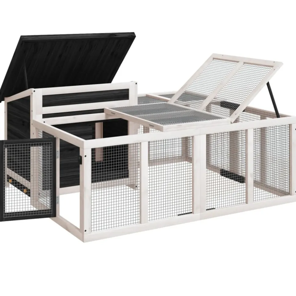 HELLOSHOP26 - Clapier 144 x 123 x 67,5 cm bois de pin massif gris