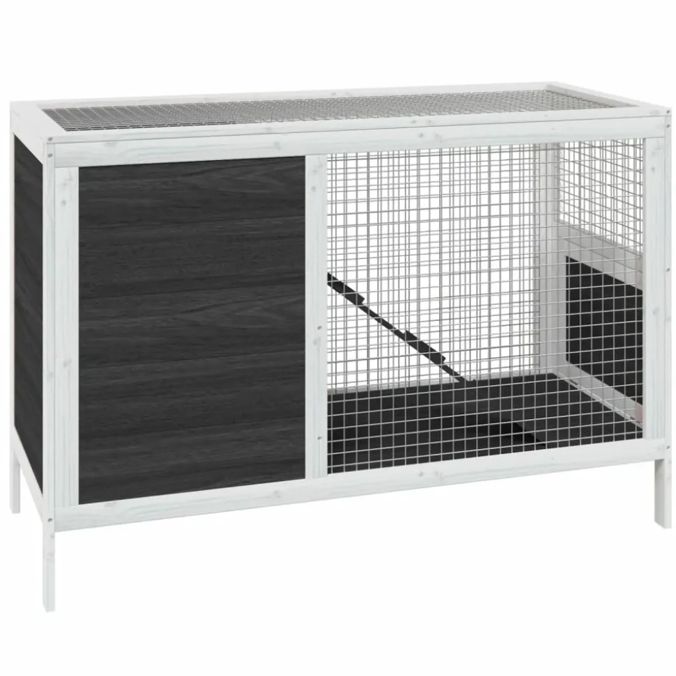 HELLOSHOP26 - Clapier 103 x 44 x 69,5 cm bois de pin massif gris