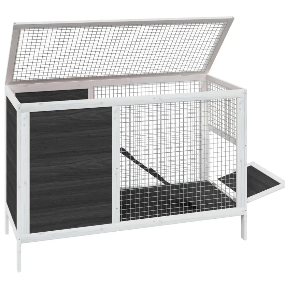 HELLOSHOP26 - Clapier 103 x 44 x 69,5 cm bois de pin massif gris