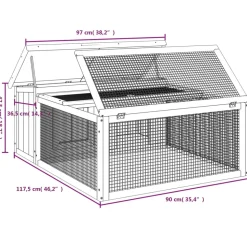 HELLOSHOP26 - Clapier moka 117,5 x 97 x 47,5 cm bois de pin massif marron