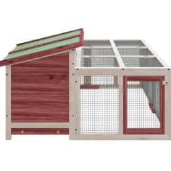 HELLOSHOP26 - Clapier moka 144 x 123 x 67,5 cm bois de pin massif marron