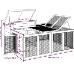 HELLOSHOP26 - Clapier moka 144 x 123 x 67,5 cm bois de pin massif marron