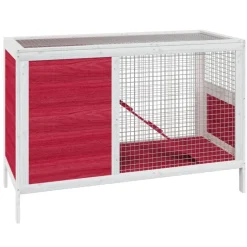 HELLOSHOP26 - Clapier rouge 103 x 44 x 69,5 cm bois de pin massif rouge