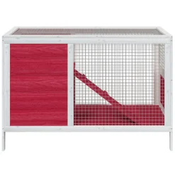 HELLOSHOP26 - Clapier rouge 103 x 44 x 69,5 cm bois de pin massif rouge