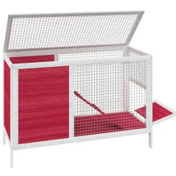 HELLOSHOP26 - Clapier rouge 103 x 44 x 69,5 cm bois de pin massif rouge