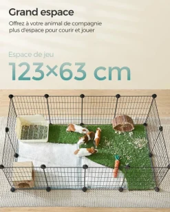 HELLOSHOP26 - Enclos modulable pour petits animaux cage intérieur maillet en caoutchouc offert cochon d'inde lapin assemblage facile 143 x