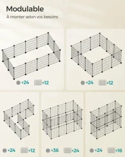 HELLOSHOP26 - Enclos modulable pour petits animaux cage intérieur maillet en caoutchouc offert cochon d'inde lapin assemblage facile 143 x