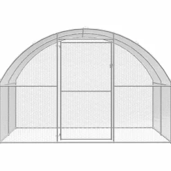 HELLOSHOP26 - Poulailler enclos cage poules d'extérieur 3 x 16 x 2 m acier galvanisé argent