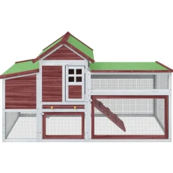HELLOSHOP26 - Poulailler enclos cage poules moka 186,5 x 58,5 x 113 cm bois massif de pin marron