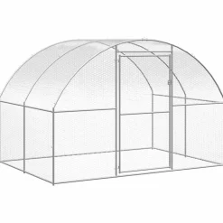 HELLOSHOP26 - Poulailler enclos cage poules d'extérieur 3 x 2 x 2 m acier galvanisé argent