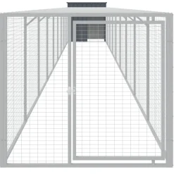 HELLOSHOP26 - Poulailler enclos cage poules avec cour 110 x 1017 x 110 cm acier galvanisé anthracite