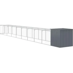 HELLOSHOP26 - Poulailler enclos cage poules avec cour 110 x 1017 x 110 cm acier galvanisé anthracite