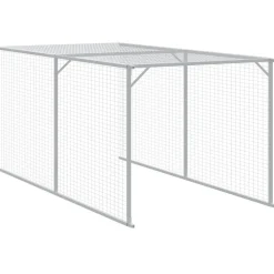 HELLOSHOP26 - Poulailler enclos cage poules avec cour 110 x 1017 x 110 cm acier galvanisé anthracite