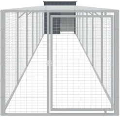 HELLOSHOP26 - Poulailler enclos cage poules avec cour 110 x 813 x 110 cm acier galvanisé anthracite