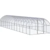 HELLOSHOP26 - Poulailler enclos cage poules d'extérieur 3 x 12 x 2 m acier galvanisé argent