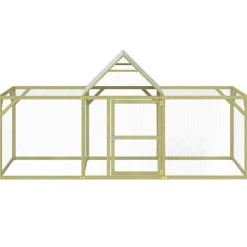 HELLOSHOP26 - Poulailler enclos cage poules 300 x 100 x 150 cm bois de pin massif imprégné marron