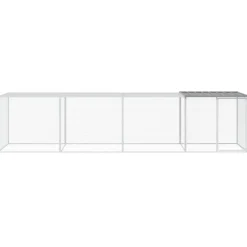 HELLOSHOP26 - Poulailler enclos cage poules avec toit clair 403 x 98 x 90 cm acier galvanisé gris