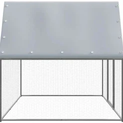 HELLOSHOP26 - Poulailler enclos cage poules argenté et 3 x 2 x 2 m acier galvanisé argent