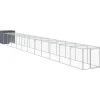 HELLOSHOP26 - Poulailler enclos cage poules avec cour 110 x 1221 x 110 cm acier galvanisé anthracite