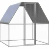 HELLOSHOP26 - Poulailler enclos cage poules argenté et 2 x 2 x 2 m acier galvanisé argent