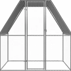 HELLOSHOP26 - Poulailler enclos cage poules argenté et 2 x 2 x 2 m acier galvanisé argent