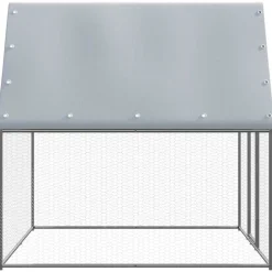 HELLOSHOP26 - Poulailler enclos cage poules argenté et 2 x 2 x 2 m acier galvanisé argent