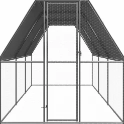 HELLOSHOP26 - Poulailler enclos cage poules d'extérieur 2 x 6 x 2 m acier galvanisé argent