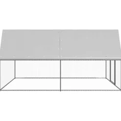 HELLOSHOP26 - Poulailler enclos cage poules d'extérieur 3 x 4 x 2 m acier galvanisé argent