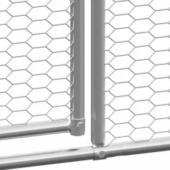 HELLOSHOP26 - Poulailler enclos cage poules d'extérieur 3 x 4 x 2 m acier galvanisé argent