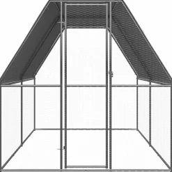 HELLOSHOP26 - Poulailler enclos cage poules d'extérieur 2 x 4 x 2 m acier galvanisé argent