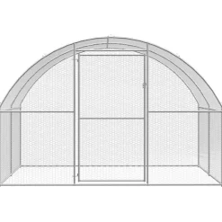 HELLOSHOP26 - Poulailler enclos cage poules d'extérieur 3 x 12 x 2 m acier galvanisé argent