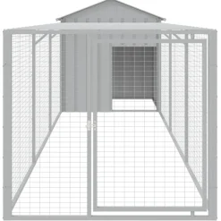 HELLOSHOP26 - Poulailler enclos cage poules avec cour clair 117 x 405 x 123 cm acier galvanisé gris