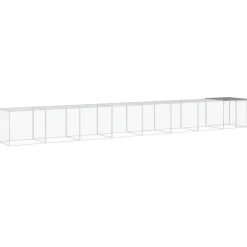 HELLOSHOP26 - Poulailler enclos cage poules avec toit clair 803 x 98 x 90 cm acier galvanisé gris