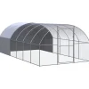 HELLOSHOP26 - Poulailler enclos cage poules d'extérieur 3 x 6 x 2 m acier galvanisé argent