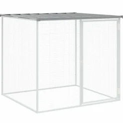 HELLOSHOP26 - Poulailler enclos cage poules avec toit clair 103 x 98 x 90 cm acier galvanisé gris