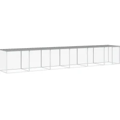 HELLOSHOP26 - Poulailler enclos cage poules avec toit clair 603 x 98 x 90 cm acier galvanisé gris