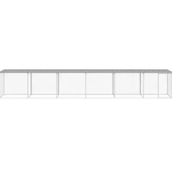 HELLOSHOP26 - Poulailler enclos cage poules avec toit clair 603 x 98 x 90 cm acier galvanisé gris