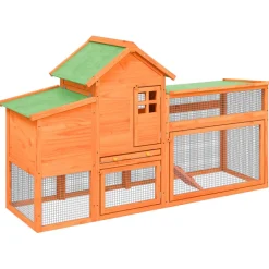 HELLOSHOP26 - Poulailler enclos cage poules 186,5 x 58,5 x 113 cm bois massif de pin marron