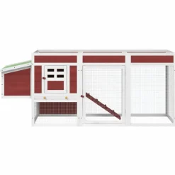 HELLOSHOP26 - Poulailler enclos cage poules moka 204 x 50 x 84 cm bois massif de pin marron