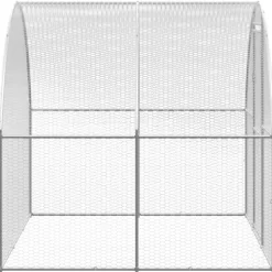HELLOSHOP26 - Poulailler enclos cage poules d'extérieur 3 x 4 x 2 m acier galvanisé argent