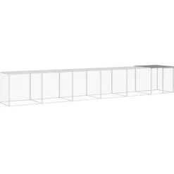 HELLOSHOP26 - Poulailler enclos cage poules avec toit clair 603 x 98 x 90 cm acier galvanisé gris