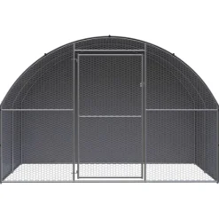 HELLOSHOP26 - Poulailler enclos cage poules d'extérieur 3 x 2 x 2 m acier galvanisé argent