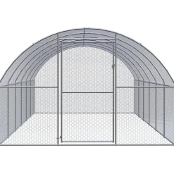 HELLOSHOP26 - Poulailler enclos cage poules d'extérieur 3 x 6 x 2 m acier galvanisé argent