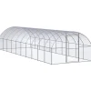 HELLOSHOP26 - Poulailler enclos cage poules d'extérieur 3 x 10 x 2 m acier galvanisé argent