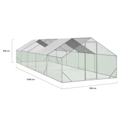IDMARKET - Enclos poulailler 30m² parc grillagé 10 x 3 m acier galvanisé