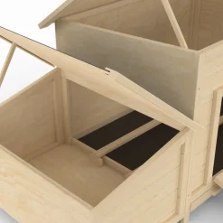 IDMARKET - Poulailler toit plat pour poules sur pilotis avec pondoir en bois, capacité jusqu'à 6 poules